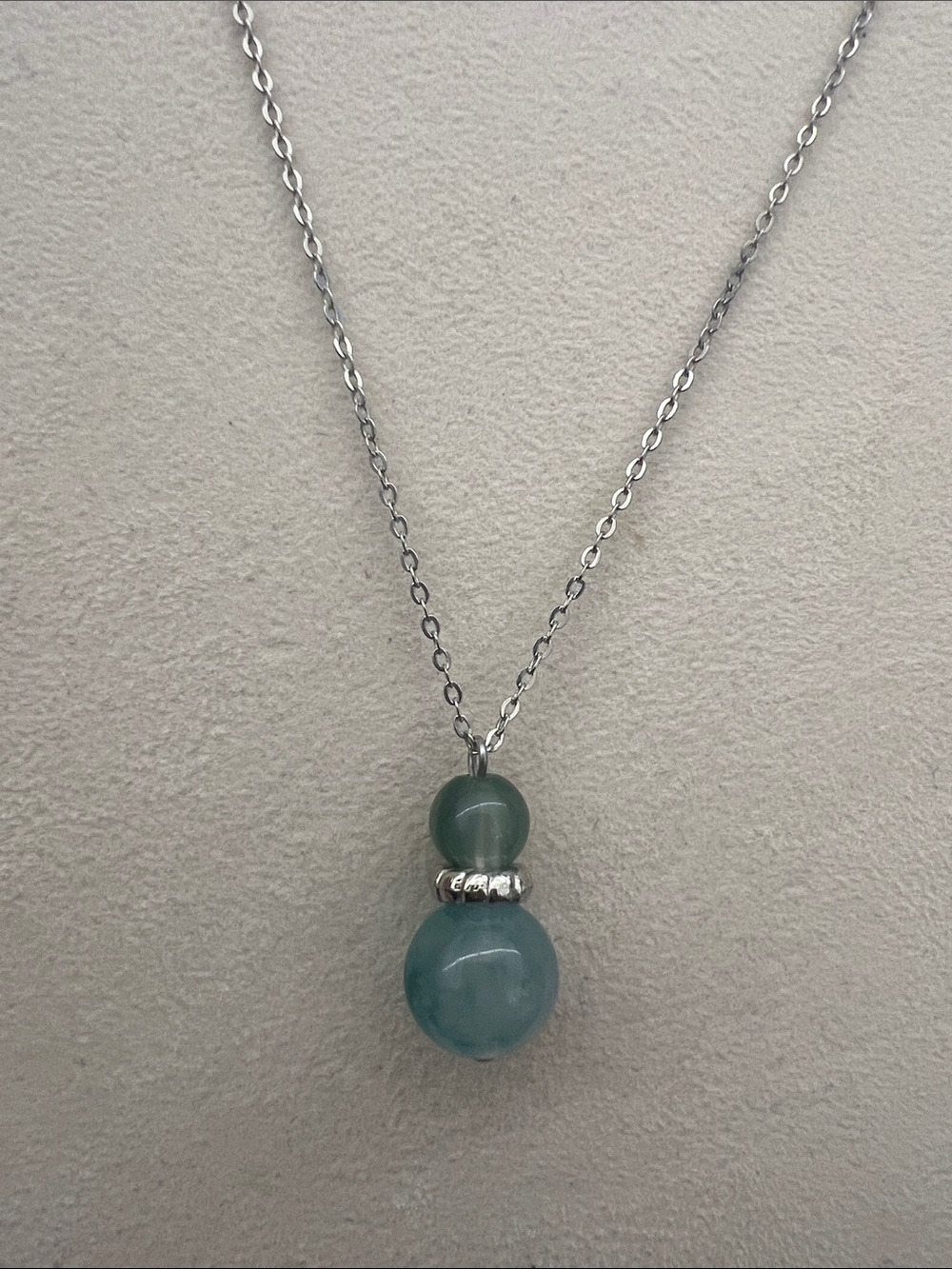 Silver tone Aquamarine Bead Pendant Necklace - Women Jewelry